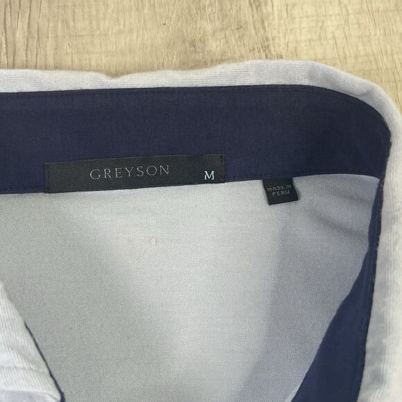 Greyson Polo Shirt Mens Medium Powder Blue Golf Palmetto Performance READ N - Picture 6 of 11